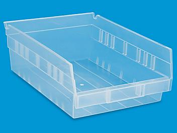 Clear Plastic Shelf Bins - 8 1/2 x 12 x 4" S-16294