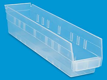 Clear Plastic Shelf Bins - 4 x 18 x 4" S-16295