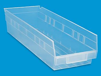 Clear Plastic Shelf Bins - 7 x 18 x 4" S-16296