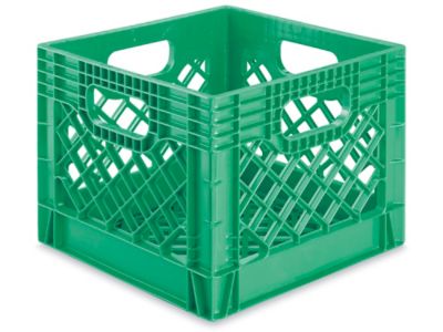 Rigid Milk Crates - 12 x 12 x 10 1/2", Green S-16317G