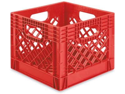 Rigid Milk Crates - 12 x 12 x 10 1/2, Red S-16317R - Uline