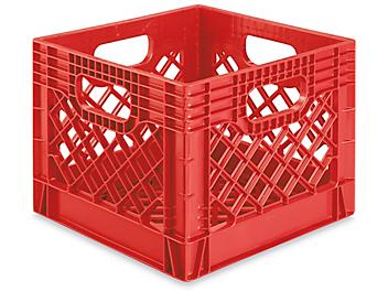Rigid Milk Crates - 12 x 12 x 10 1/2", Red S-16317R