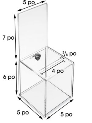 Acrylic Ballot Box with Lock - Clear, 10 x 10 x 10 - ULINE - S-13382