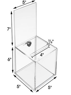 Locking Acrylic Ballot Box, 6 Square