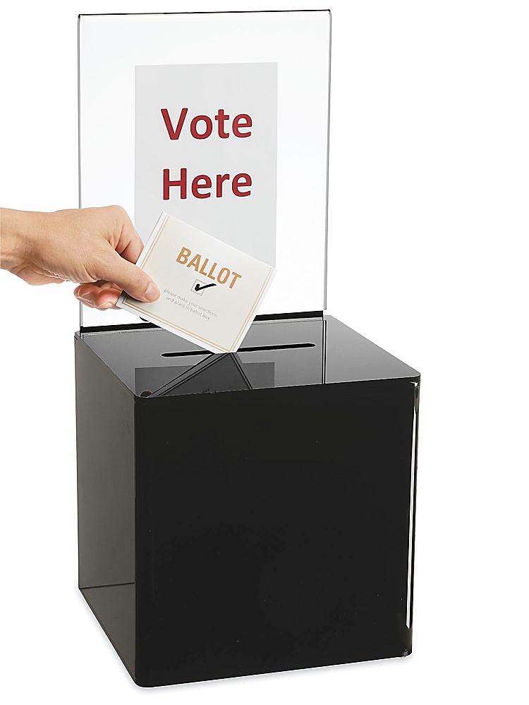 10" x 10" Locking Ballot Box with Removable Header Clear Acrylic 