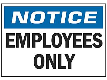 "Employees Only" Sign - Vinyl, Adhesive-Backed S-16451V
