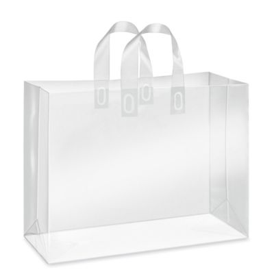 16 x 6 x 15 Clear Frosted Plastic Tote Bags - 3.5 Mil