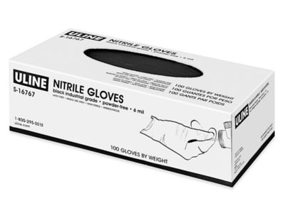 Uline Black Industrial Nitrile Gloves - Powder-Free, 6 Mil, 2XL S