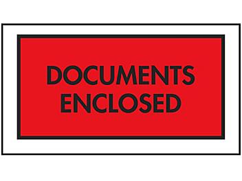 Packing List Envelopes - "Documents Enclosed", Red, 5 1/2 x 10" S-1684