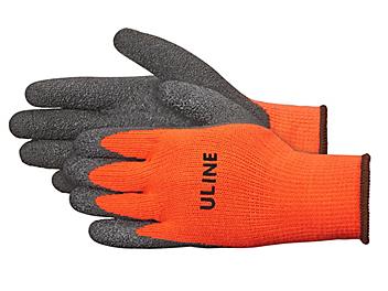 Uline Thermal Latex Coated Gloves - Orange, Large S-16857O-L