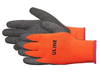 Uline Thermal Latex Coated Gloves - Orange, Small S-16857O-S