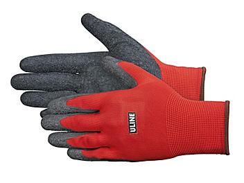 Uline Gription&reg; Flex Latex Coated Gloves - Red, Large S-16882R-L