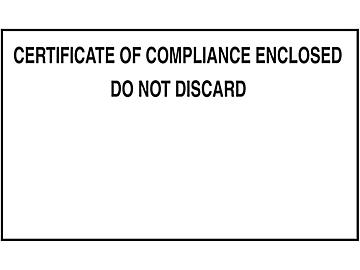 Sobres para Transporte - "Certificate of Compliance Enclosed", 6 x 11"