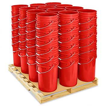 Plastic Pail Skid Lot - 7 Gallon, Red S-16969RS