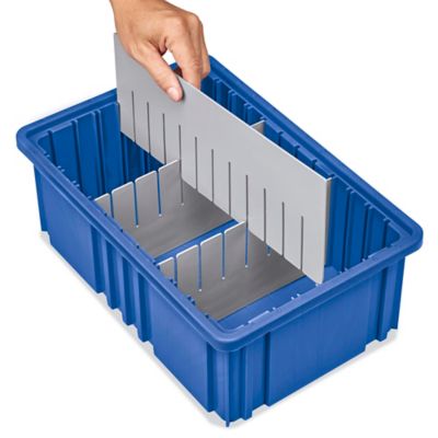 Clear square plastic Container with dividers - 6-3/4″ x 3-3/16″ x