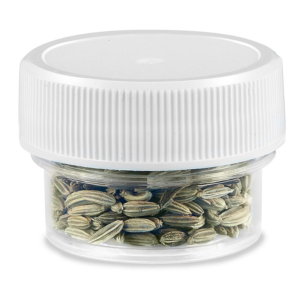 Clear Round Wide-Mouth Plastic Jars - 3 oz, White Cap - ULINE - Case of 36 - S-17034