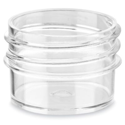 Clear Round Wide-Mouth Plastic Jars - 8 oz, White Cap - ULINE - Case of 36 - S-9935