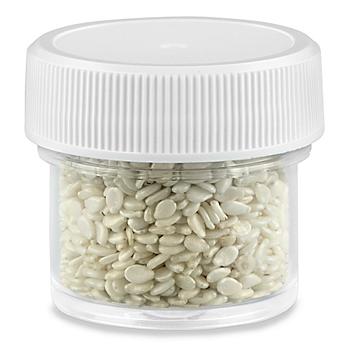 Clear Round Wide-Mouth Plastic Jars - 1/2 oz, White Cap S-17033