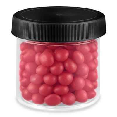 Clear Round Wide-Mouth Plastic Jars Bulk Pack - 3 oz, Black Cap S-17034B-BL