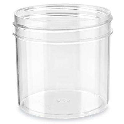 Clear Round Wide-Mouth Plastic Jars Bulk Pack - 10 oz, Jars Only  S-17035B-JAR - Uline