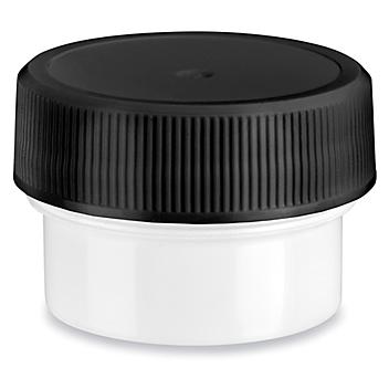 White Round Wide-Mouth Plastic Jars Bulk Pack - 1/4 oz, Black Cap S-17036B-BL