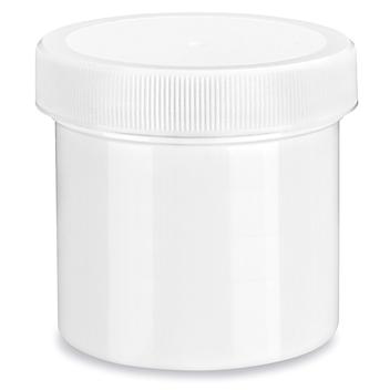 White Round Wide-Mouth Plastic Jars - 3 oz, White Cap S-17038