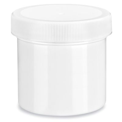 White Round Wide-Mouth Plastic Jars Bulk Pack - 3 oz, White Cap S-17038B-W