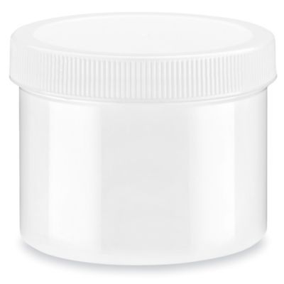 White Round Wide-Mouth Plastic Jars Bulk Pack - 10 oz, White Cap S-17039B-W