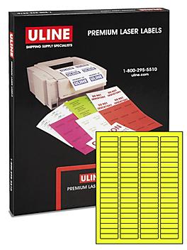 Uline Laser Labels - Fluorescent Yellow, 1 3/4 x 1/2" S-17045Y