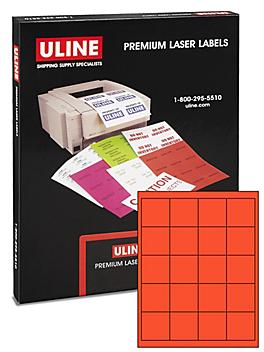 Uline Laser Labels - Fluorescent Red, 2 x 2" S-17046R