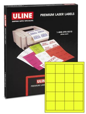 Uline Laser Labels - Fluorescent Yellow, 2 x 2" S-17046Y