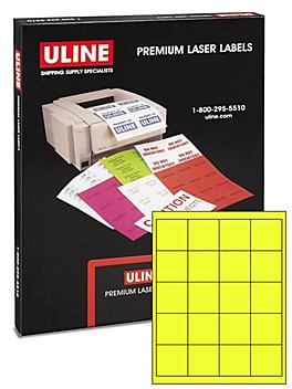Uline Laser Labels - Fluorescent Yellow, 2 x 2" S-17046Y