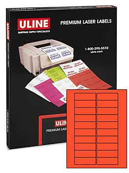 Uline Laser Labels - Fluorescent Red, 3 x 1" S-17047R