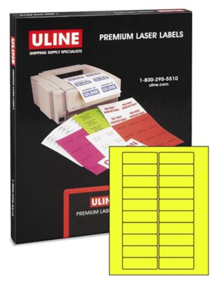 Uline Laser Labels - Fluorescent Yellow, 3 x 1" S-17047Y