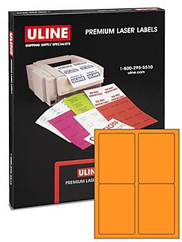 Uline Laser Labels - Fluorescent Orange, 3 1/2 x 5" S-17048O