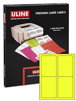 Uline Laser Labels - Fluorescent Yellow, 3 1/2 x 5" S-17048Y
