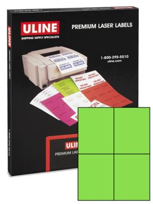 Uline Laser Labels - Fluorescent, 4 1/4 x 5 1/2"