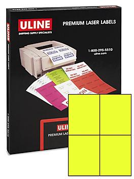 Uline Laser Labels - Fluorescent Yellow, 4 1/4 x 5 1/2" S-17049Y
