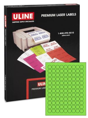  Uline Circle Laser Labels - Fluorescent, 3/4"