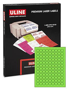 Uline Circle Laser Labels - Fluorescent Green, 3/4" S-17050G