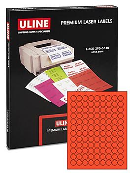 Uline Circle Laser Labels - Fluorescent Red, 3/4" S-17050R