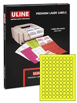 Uline Circle Laser Labels - Fluorescent Yellow, 3/4" S-17050Y