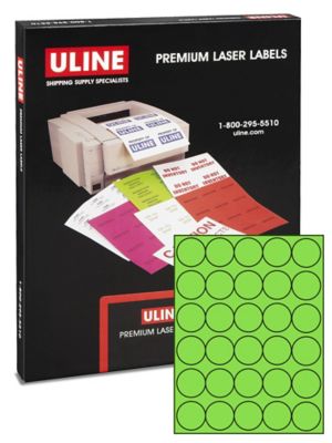  Uline Circle Laser Labels - Fluorescent, 1 1/2"