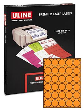 Uline Circle Laser Labels - Fluorescent Orange, 1 1/2" S-17051O
