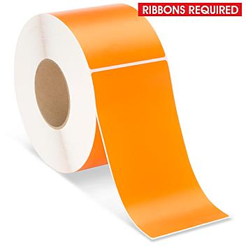 Industrial Thermal Transfer Labels - Orange, 4 x 8", Ribbons Required S-17060O