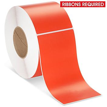 Industrial Thermal Transfer Labels - Red, 4 x 8", Ribbons Required S-17060R