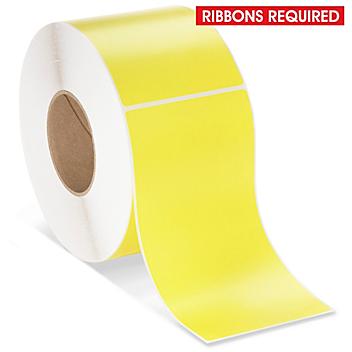 Industrial Thermal Transfer Labels - Yellow, 4 x 8", Ribbons Required S-17060Y