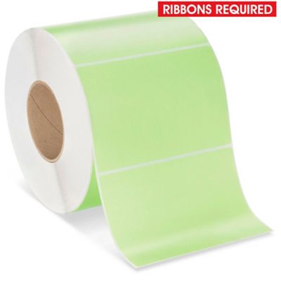 Industrial Thermal Transfer Labels - Green, 6 x 4", Ribbons Required S-17061G