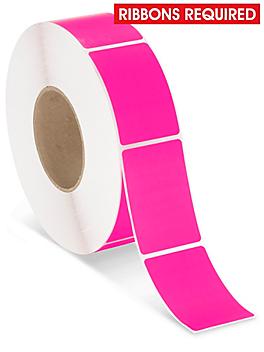 Industrial Thermal Transfer Labels - Fluorescent Pink, 2 x 3", Ribbons Required S-17062P