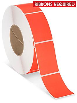 Industrial Thermal Transfer Labels - Fluorescent Red, 2 x 3", Ribbons Required S-17062R